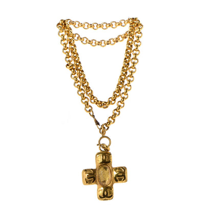 Chanel Chain CC Cross Necklace Gold 3 of 6