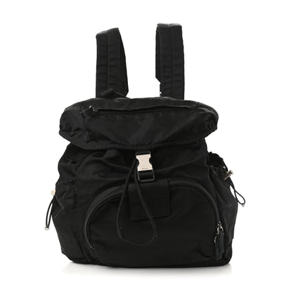 Prada Technical Nylon Saffiano Double Buckle Backpack Black 1 of 9