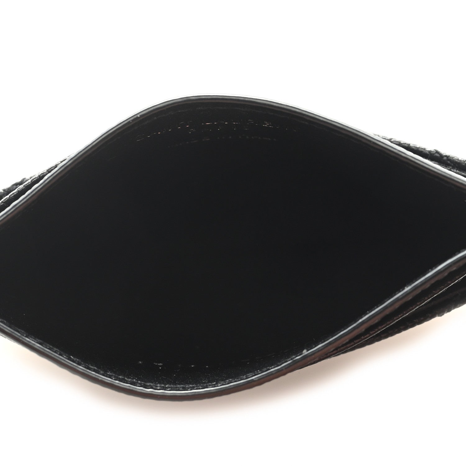 Saint Laurent Grain De Poudre Matelasse Chevron Monochrome Monogram Credit Card Case Black 5 of 6