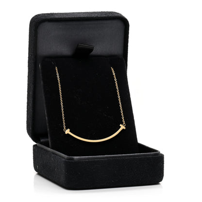 Tiffany 18K Yellow Gold Small T Smile Pendant Necklace 5 of 5
