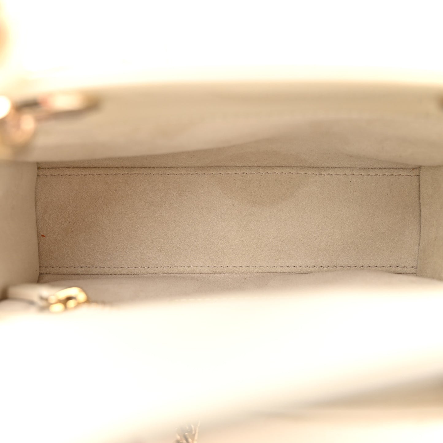 Patent Cannage Mini Lady Dior Ivory