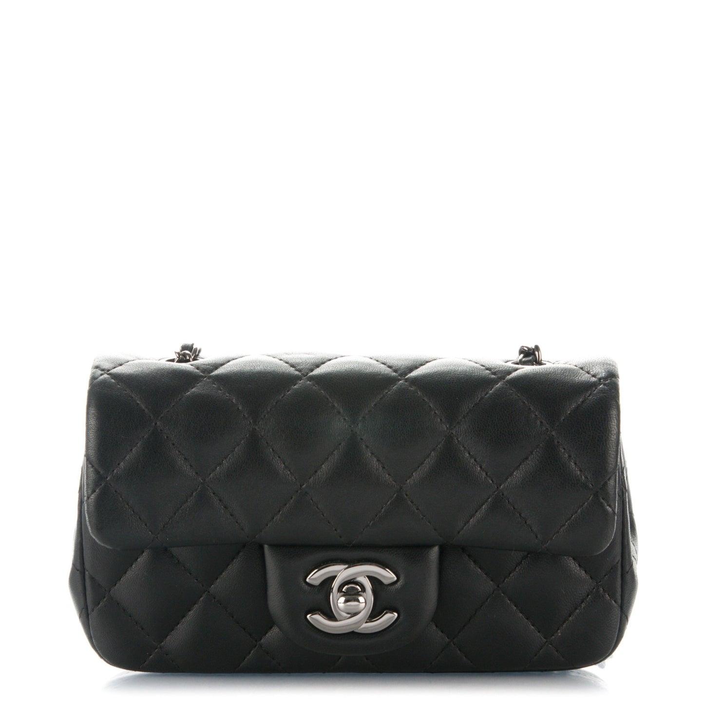Lambskin Quilted Extra Mini Flap Black