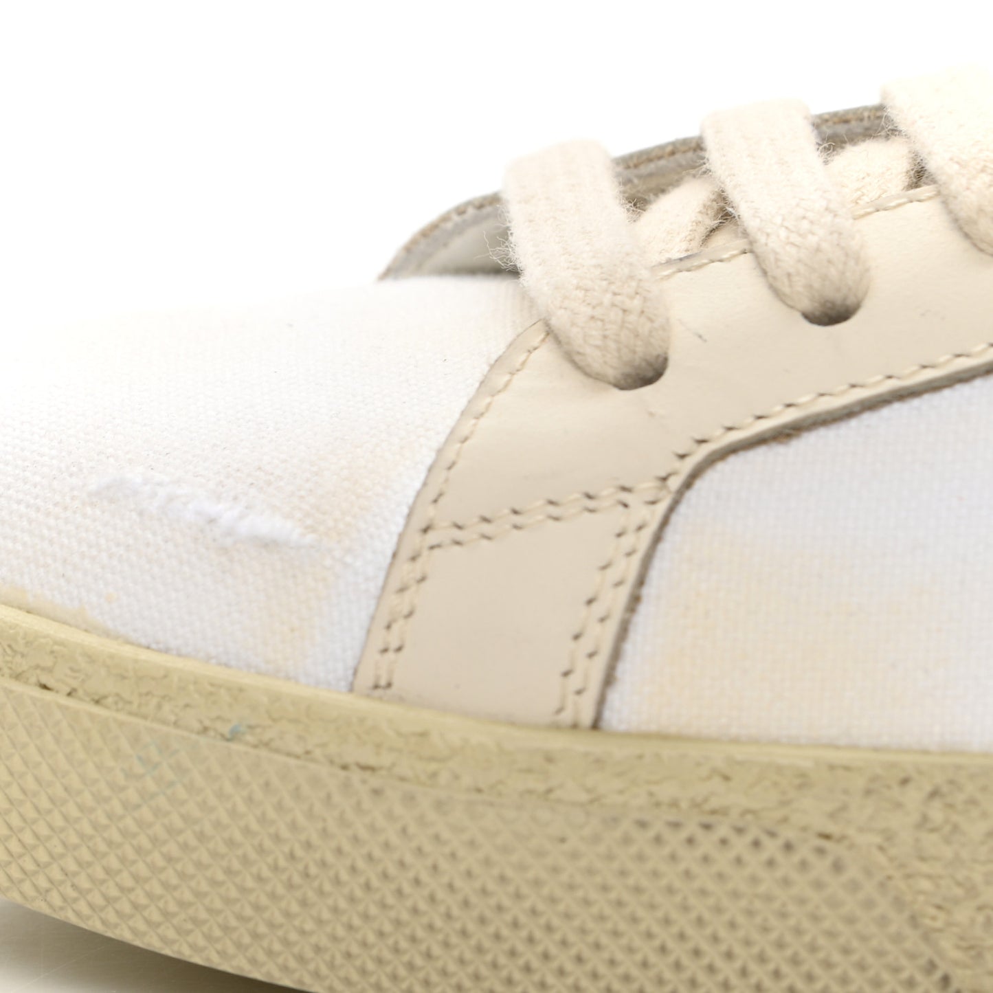 Distressed Canvas Court Classic Sneakers 36.5 White