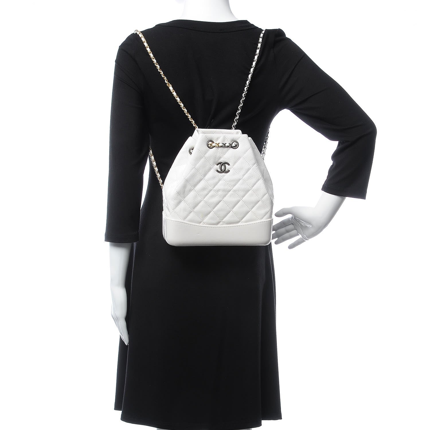 Chanel Patent Goatskin Quilted Small Gabrielle Backpack White 2 of 9