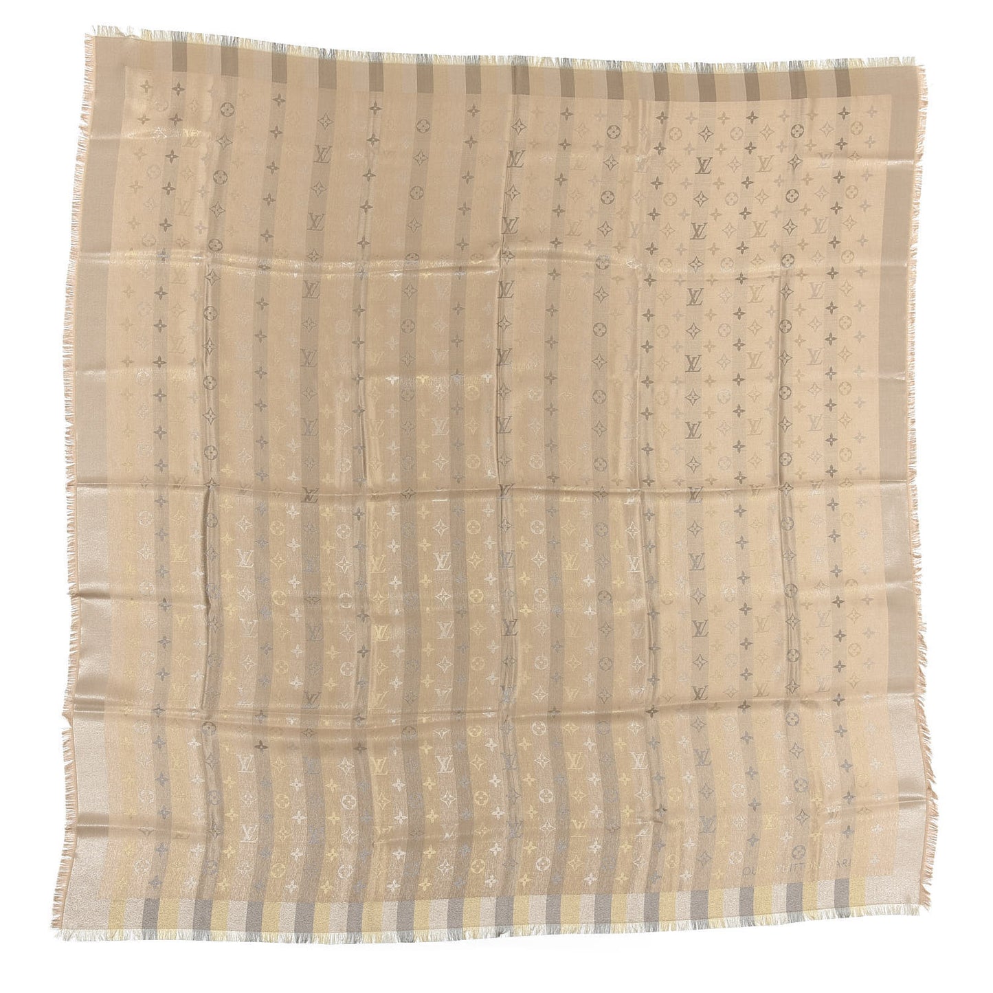 Silk Lurex Wool So Shine Monogram Shawl Beige
