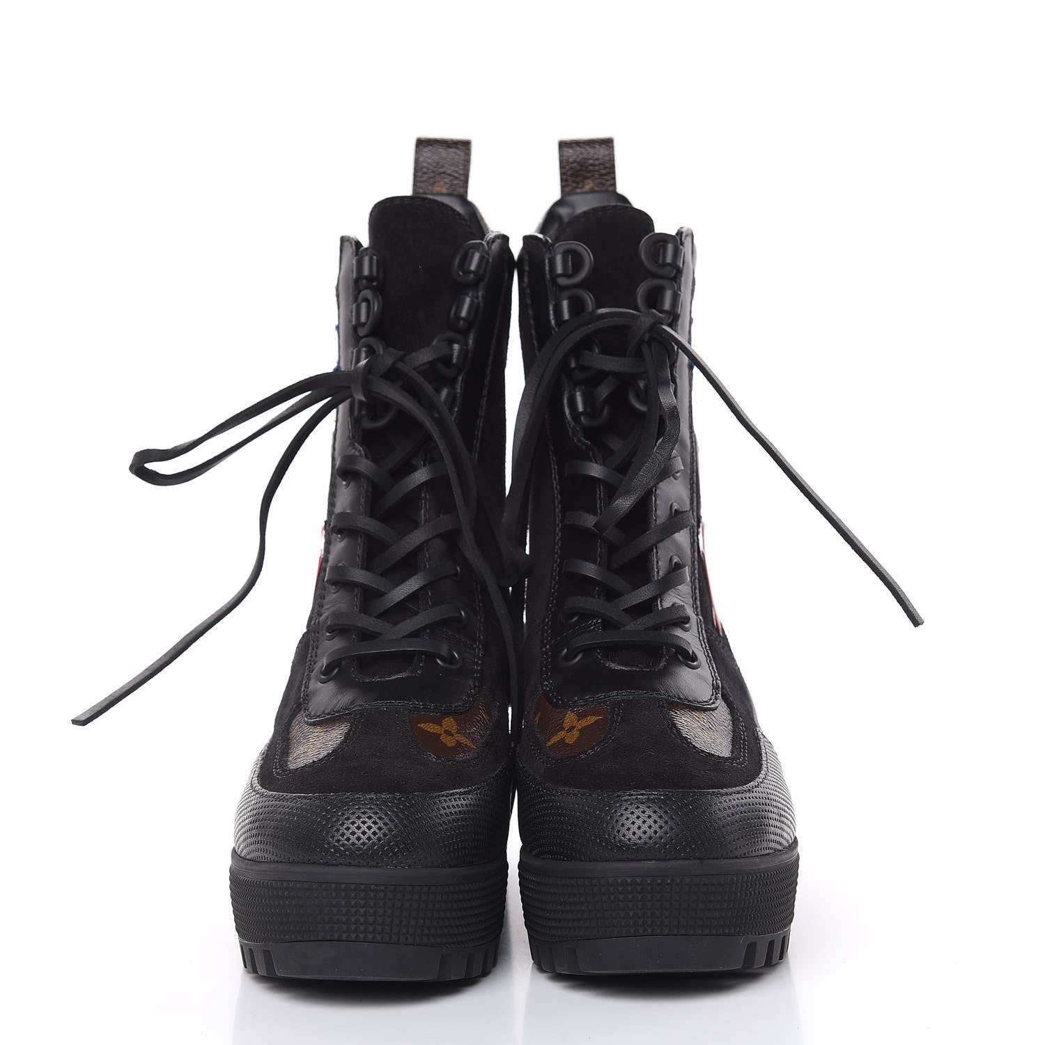 Louis Vuitton Suede Calfskin Monogram LV Black Heart Laureate Platform Desert Boots 36 Black 2 of 8