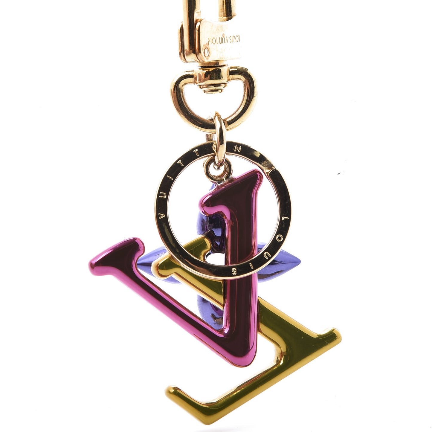 New Wave Bag Charm Key Holder Fuchsia Pink Yellow Purple