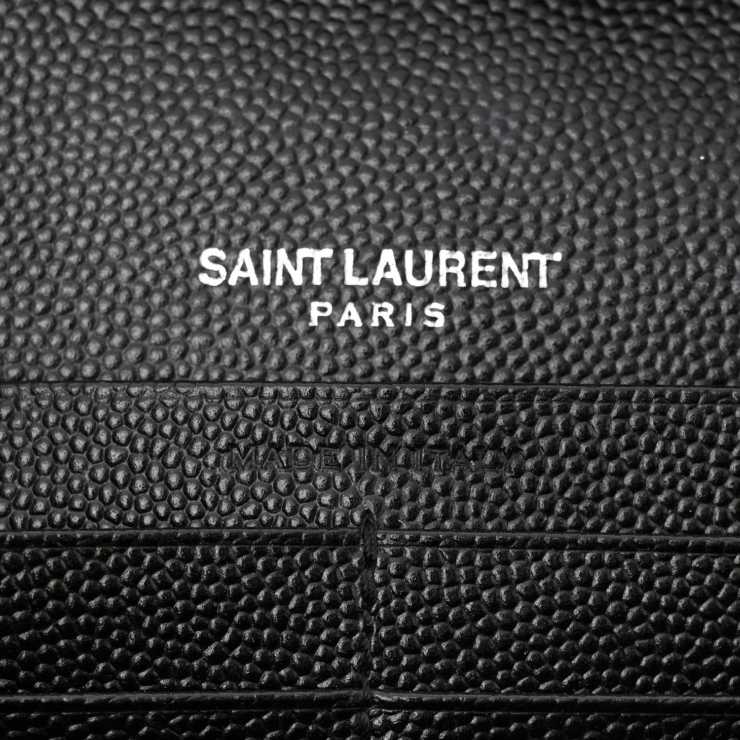 Saint Laurent Grain De Poudre Matelasse Chevron Monogram Monochrome Chain Wallet Black 6 of 10