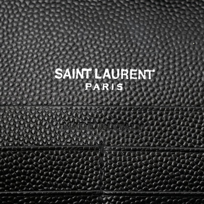 Saint Laurent Grain De Poudre Matelasse Chevron Monogram Monochrome Chain Wallet Black 6 of 10