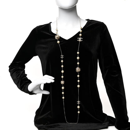Chanel Pearl CC Long Necklace Gold 2 of 5