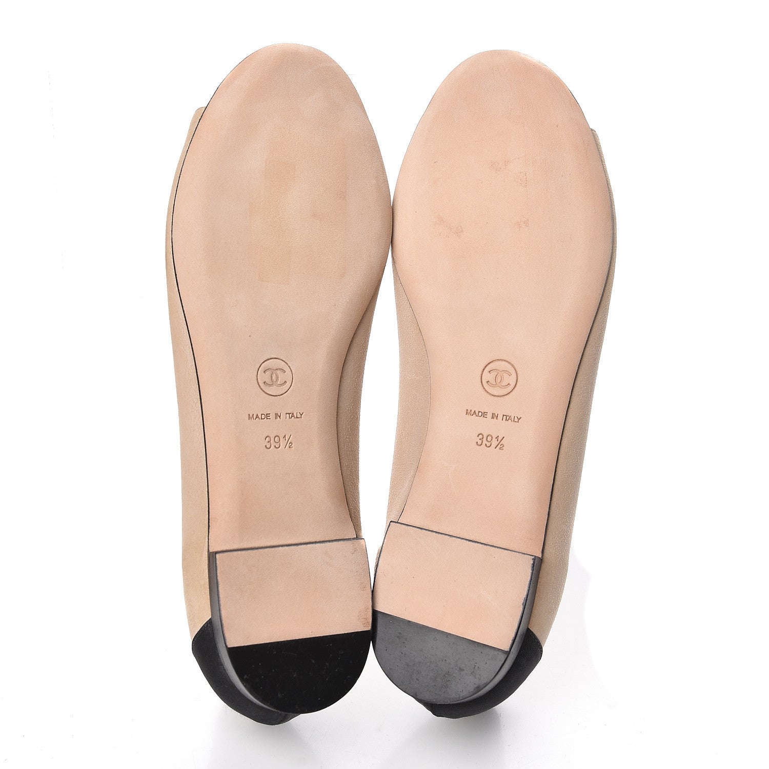 Chanel Suede Grosgrain Peep Toe Ballerina Flats 39.5 Beige Black 5 of 8