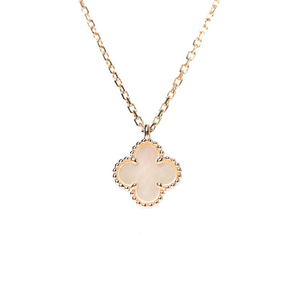 Van Cleef & Arpels 18K Yellow Gold Mother of Pearl Sweet Alhambra Pendant Necklace 4 of 7