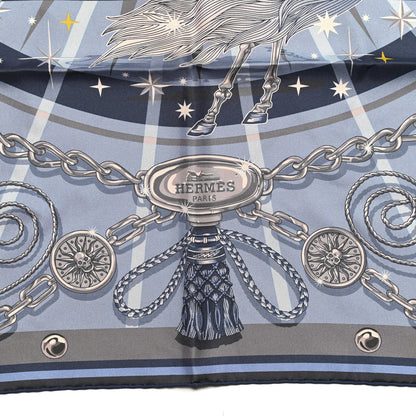 Hermes Silk C'est La Fete Double Face Scarf 90 Ciel Gris Orange 3 of 8
