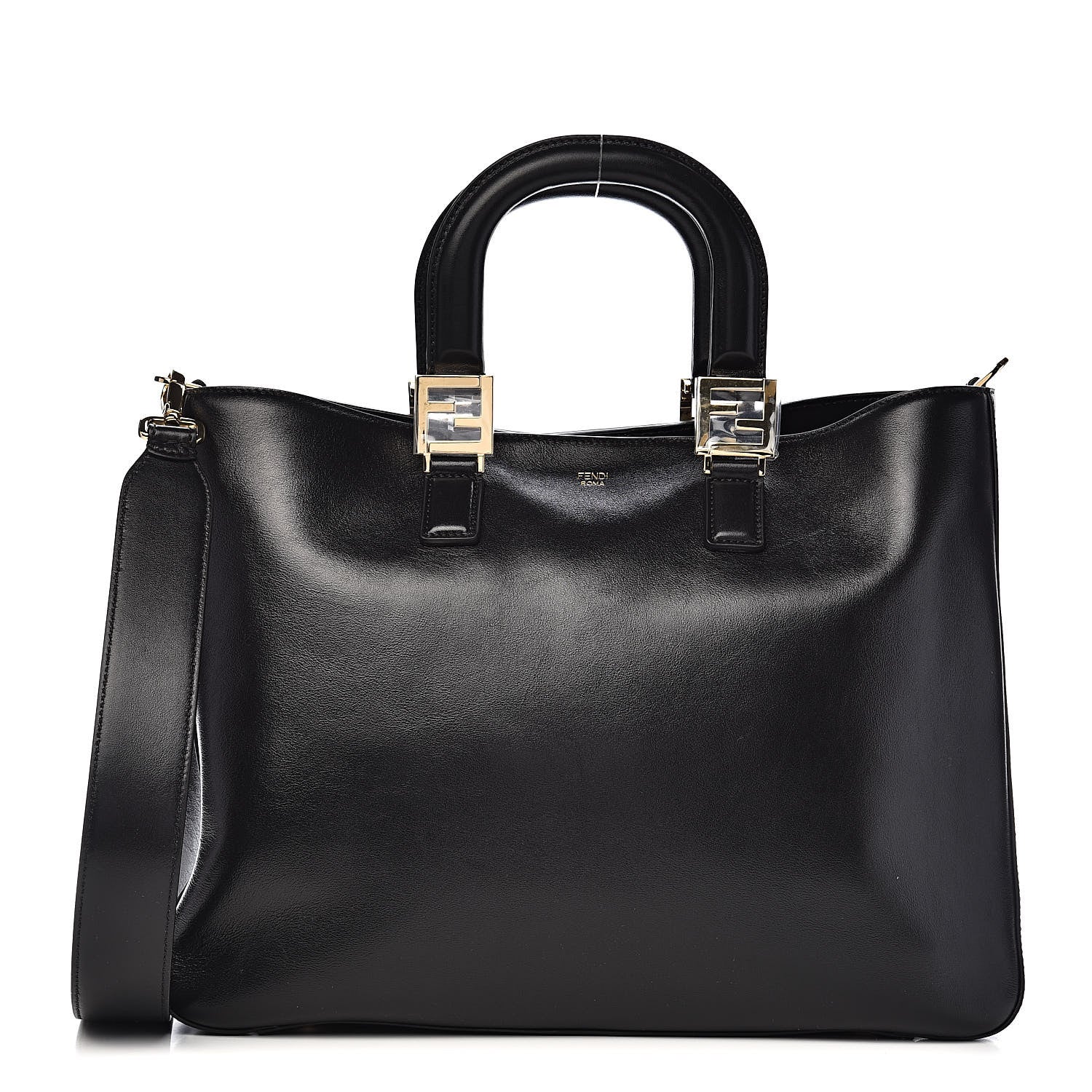 Fendi Vitello Glacier Medium FF Tote Black 1 of 10