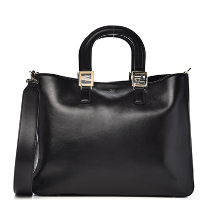 Fendi Vitello Glacier Medium FF Tote Black 1 of 10