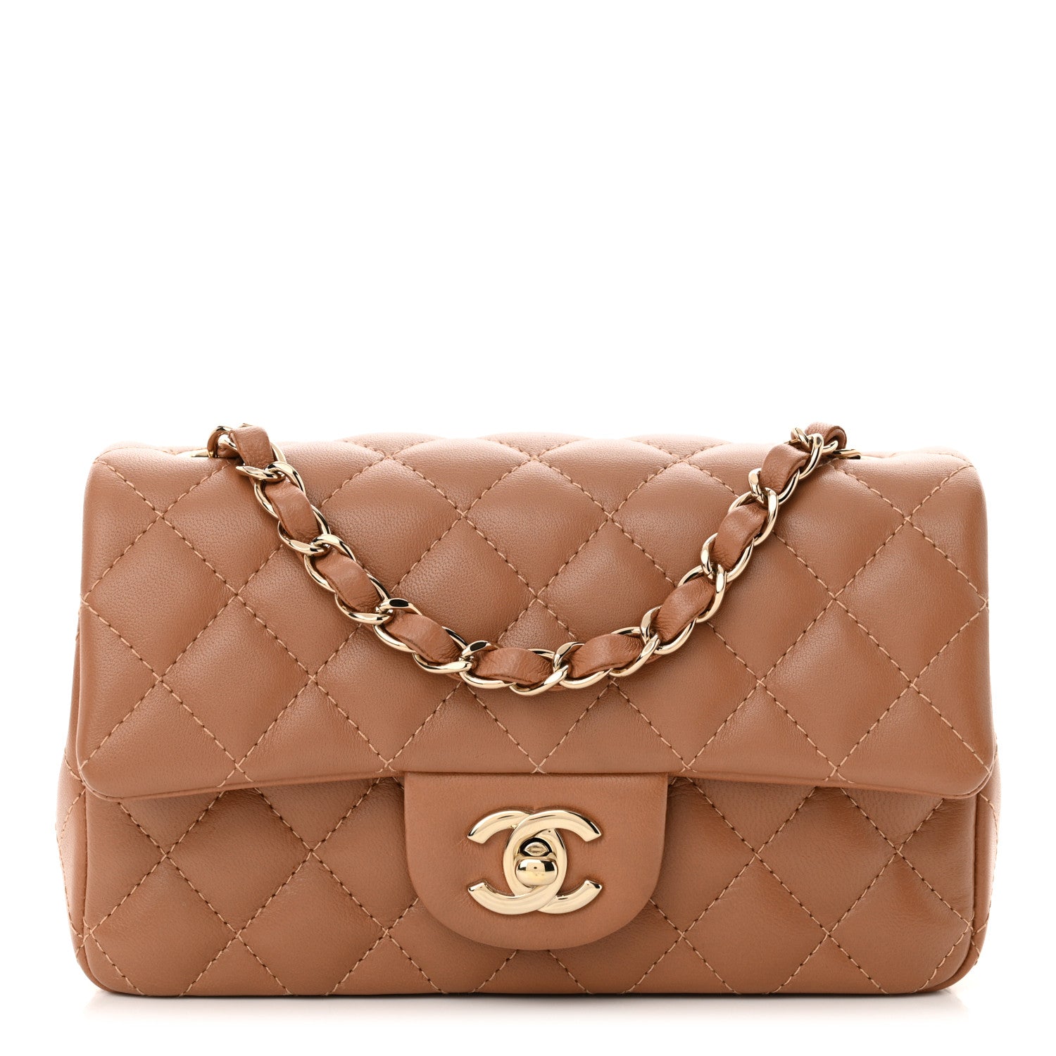 Chanel Lambskin Quilted Mini Rectangular Flap Brown 1 of 10