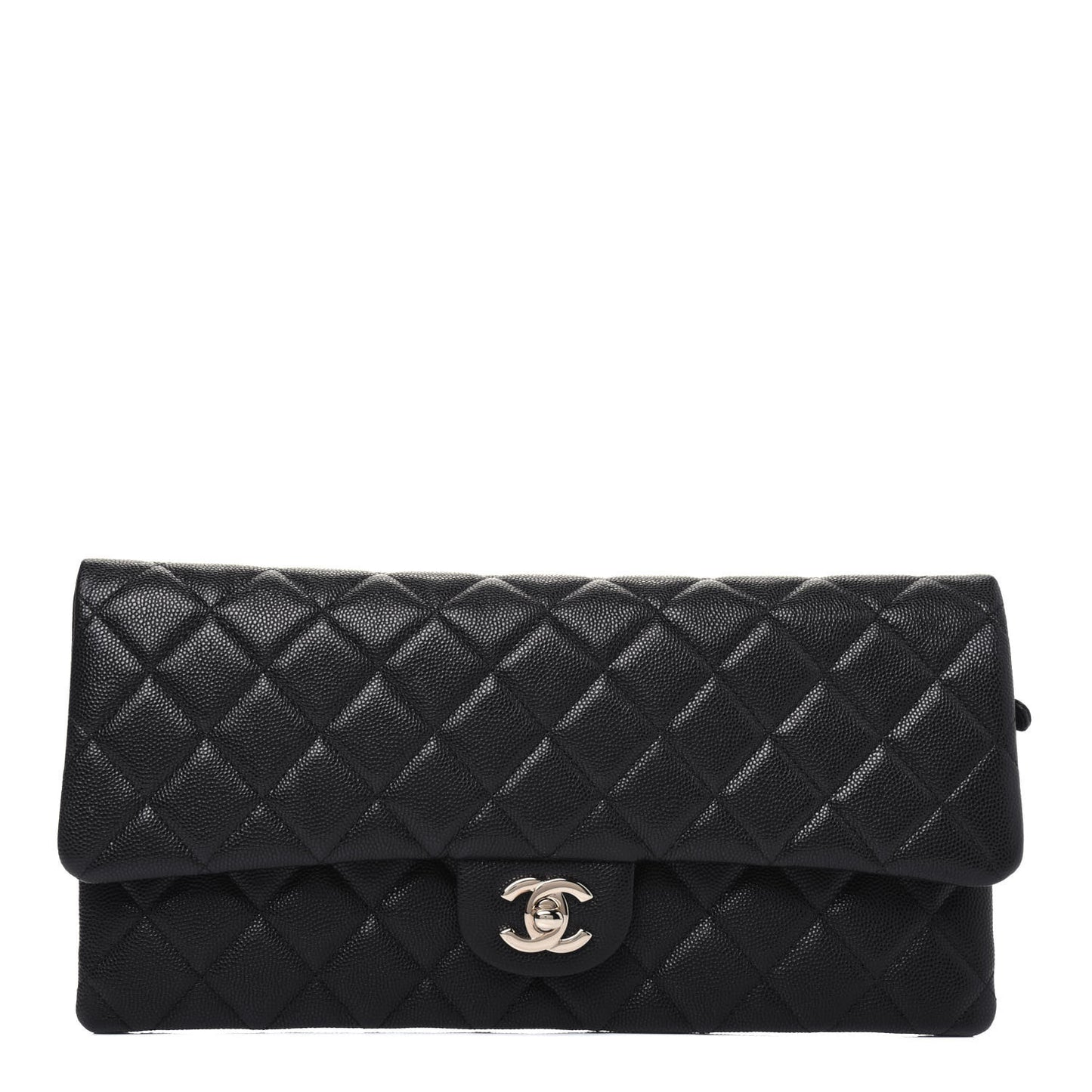 Caviar Quilted Flap Clutch Black