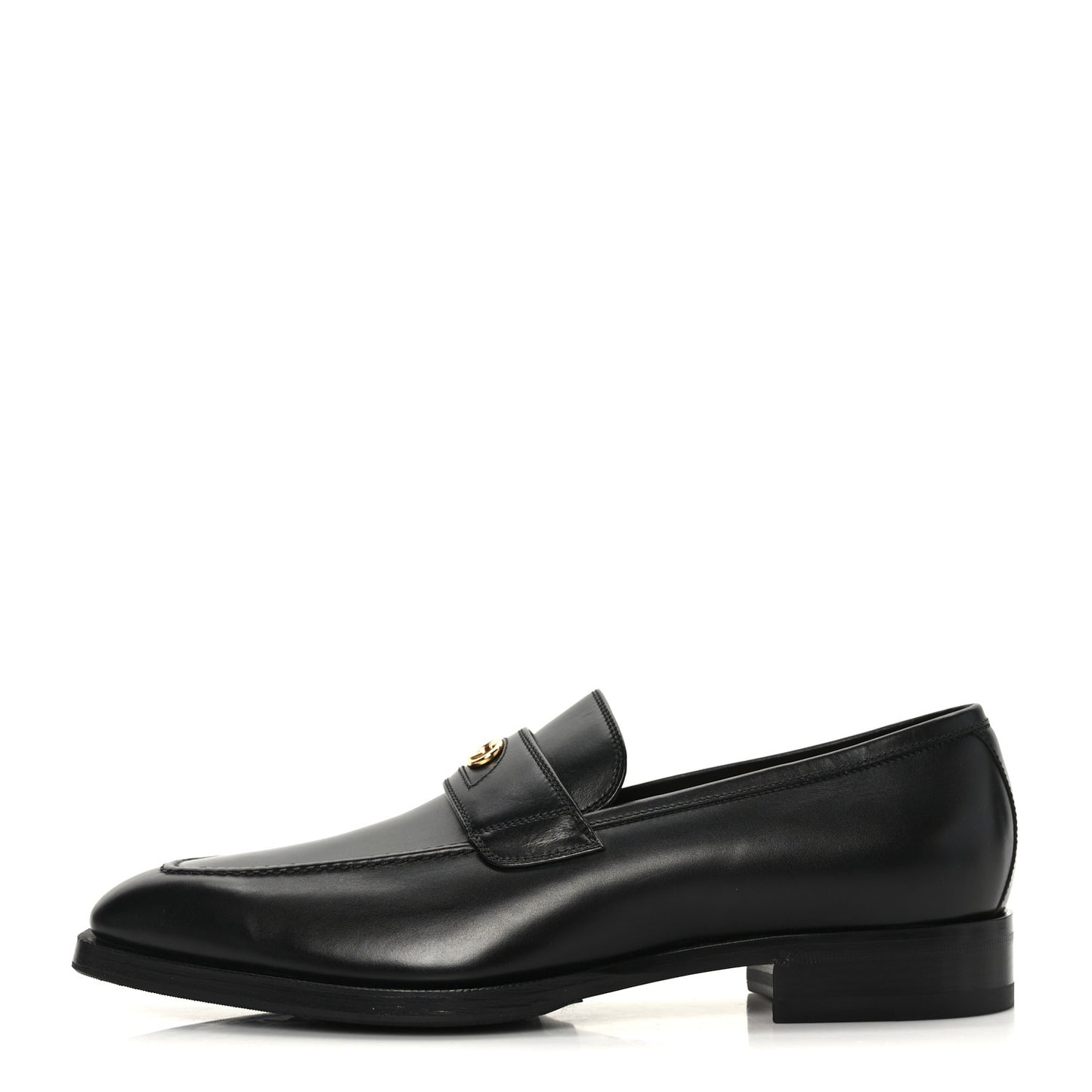 Calfskin Mens Interlocking Loafer 7.5 Black
