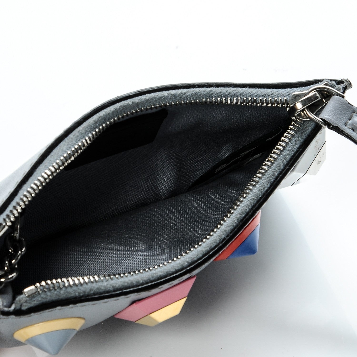 Fendi Vitello Liberty Studded Coin Pouch Key Case Ardesia Multicolor 5 of 9