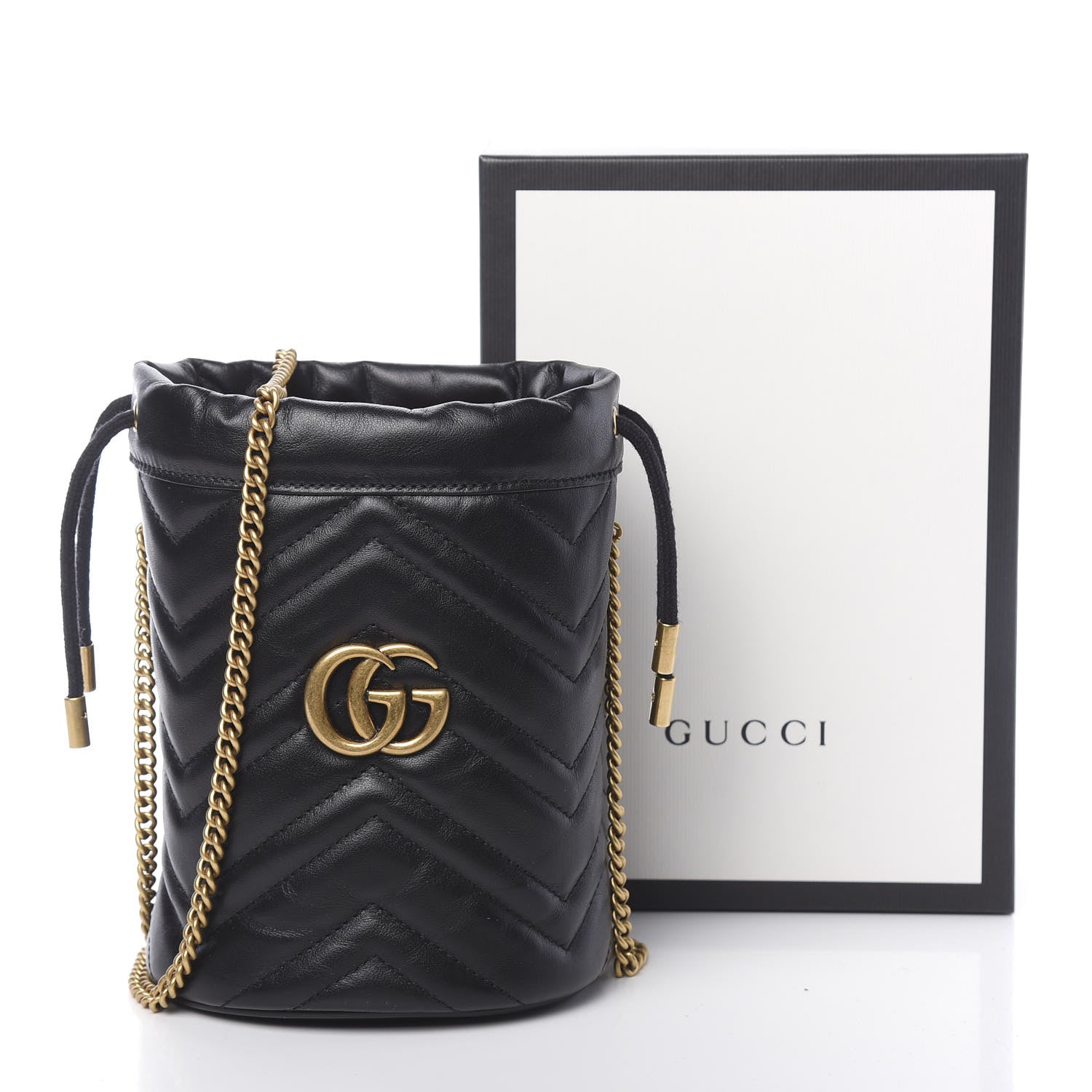 Gucci Calfskin Matelasse Mini GG Marmont 2.0 Bucket Bag Black 11 of 11