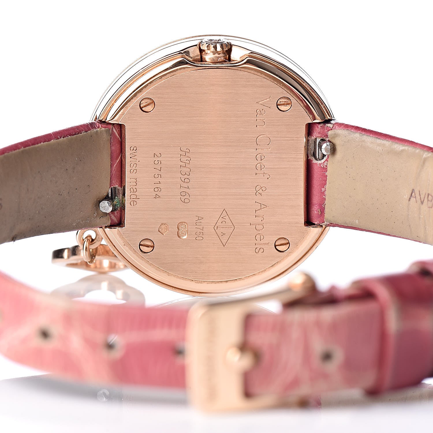 Van Cleef & Arpels 18K Rose Gold Alligator Diamond Bezel 25mm Charms Quartz Watch 5 of 9