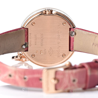 Van Cleef & Arpels 18K Rose Gold Alligator Diamond Bezel 25mm Charms Quartz Watch 5 of 9