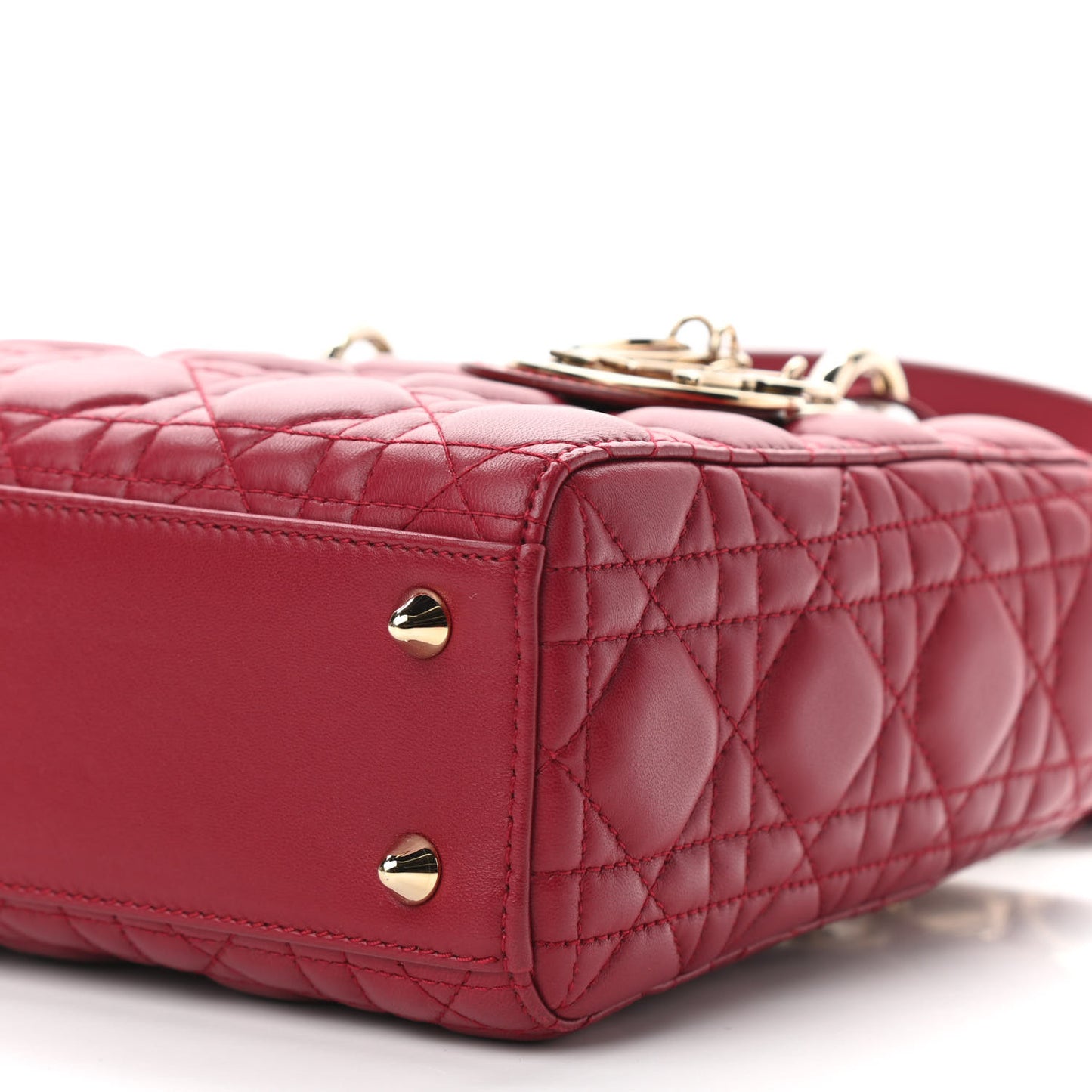 Lambskin Cannage Small Lucky Badges My Lady Dior Red