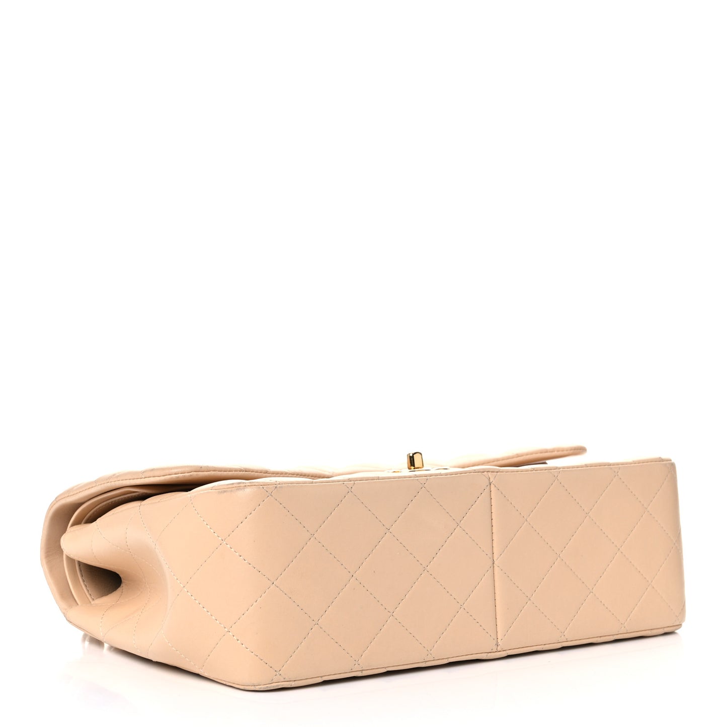 Lambskin Quilted Jumbo Double Flap Beige Clair