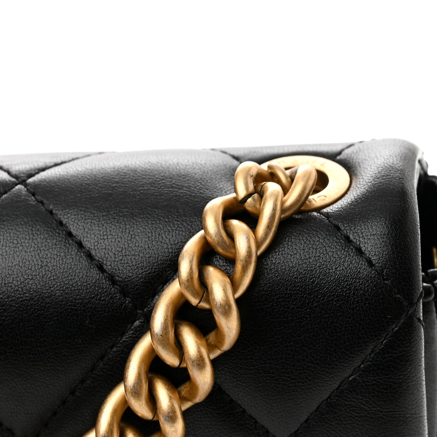 Lambskin Quilted Small Side Note Flap Black