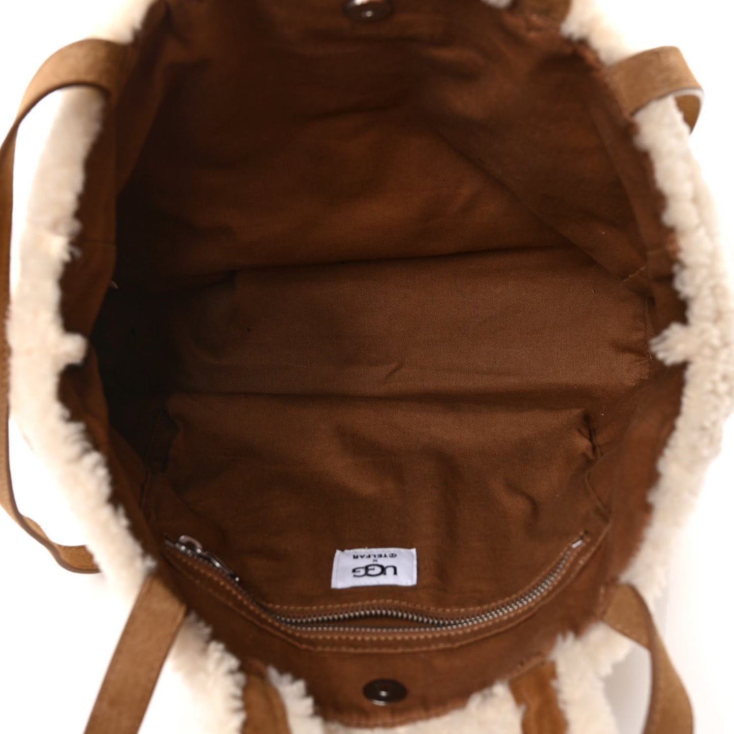 X UGG Suede Shearling Medium Shopping Bag Natural