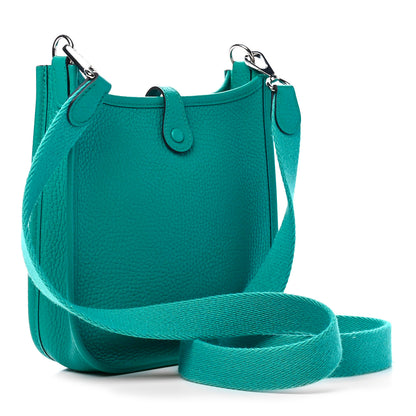 Hermes Taurillon Clemence Evelyne TPM Bleu Paon 2 of 4