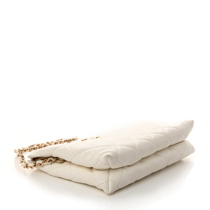 Chanel Shiny Crumpled Calfskin Quilted Clutch Bag White 4 of 11