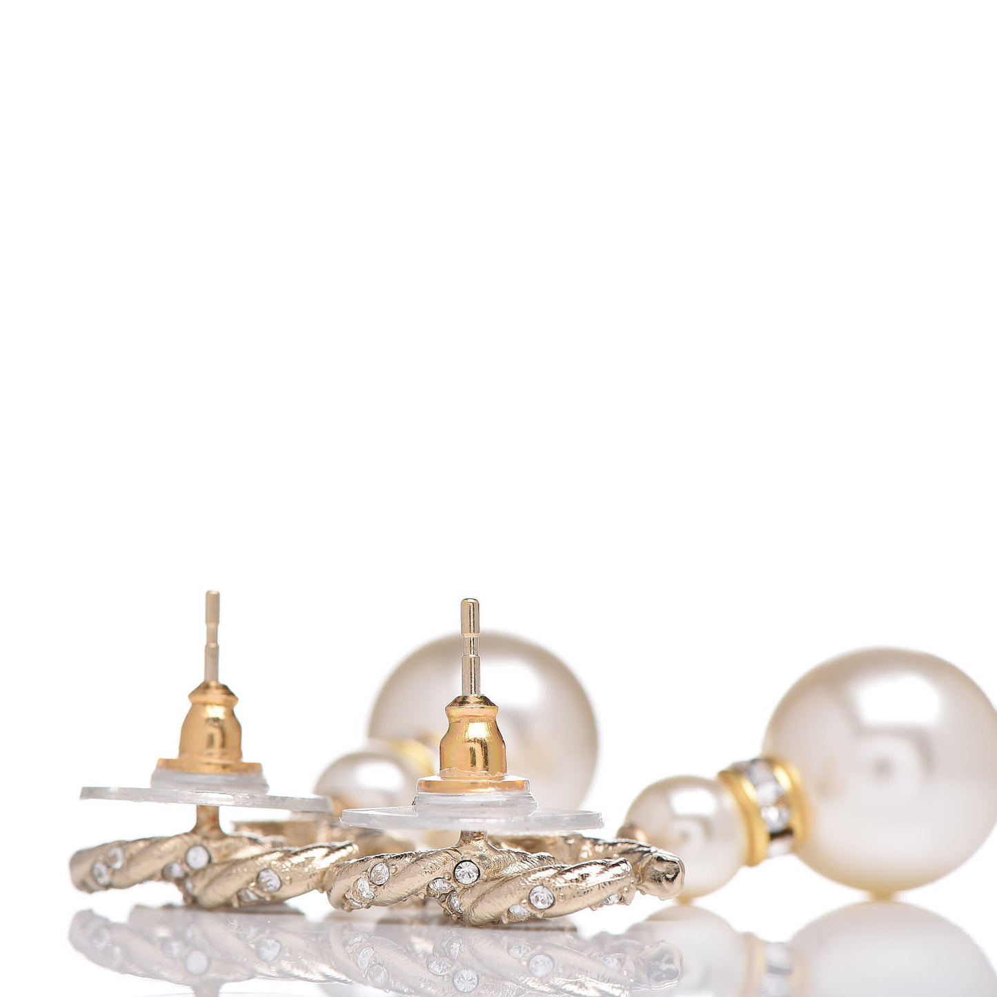 Crystal Pearl CC Drop Earrings Gold