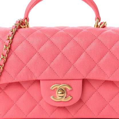 Chanel Caviar Quilted Mini Top Handle Rectangular Flap Pink 10 of 11