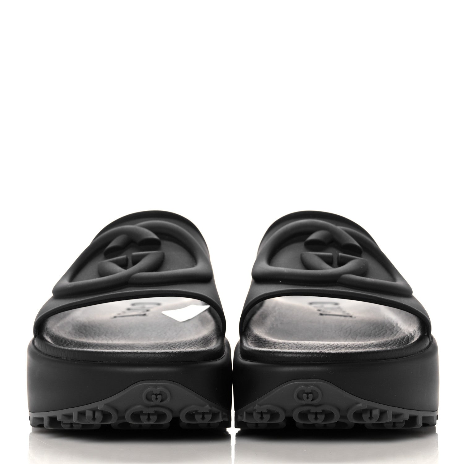 Gucci Soft Rubber Womens Interlocking G Platform 42mm Slide Sandals 39 Black 2 of 12