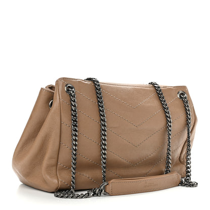 Saint Laurent Vintage Lambskin Chevron Monogram Small Nolita Light Carmel 3 of 13