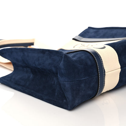 Chloe Suede Calfskin Medium Woody Ribbon Tote Navy 10 of 11