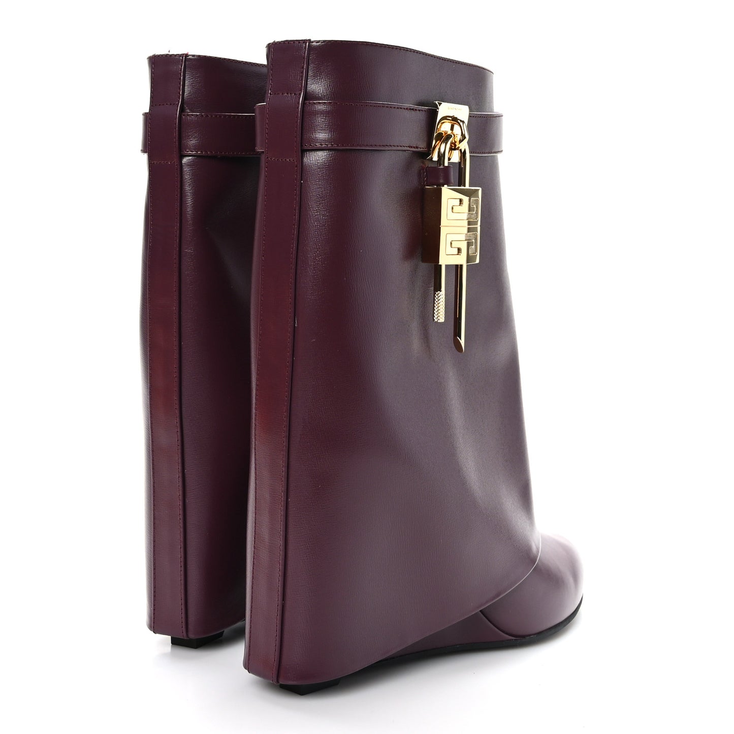 Calfskin Shark Lock Ankle Boots 41 Oxblood Red