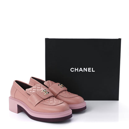 Chanel Lambskin Quilted CC Turnlock Loafers 37 Dark Pink 12 of 12