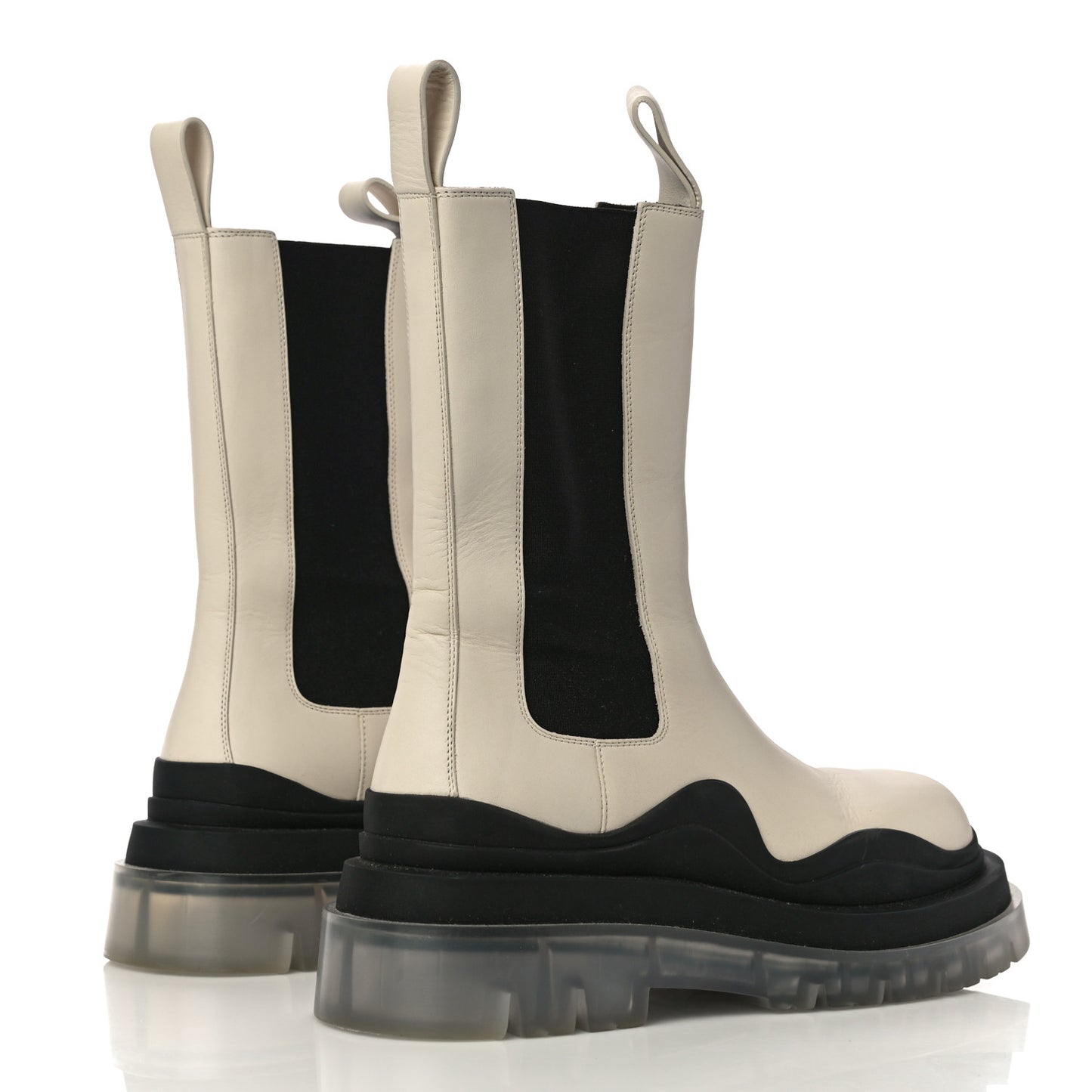 Calfskin The Tire Chelsea Boots 38.5 Wax Black Transparent
