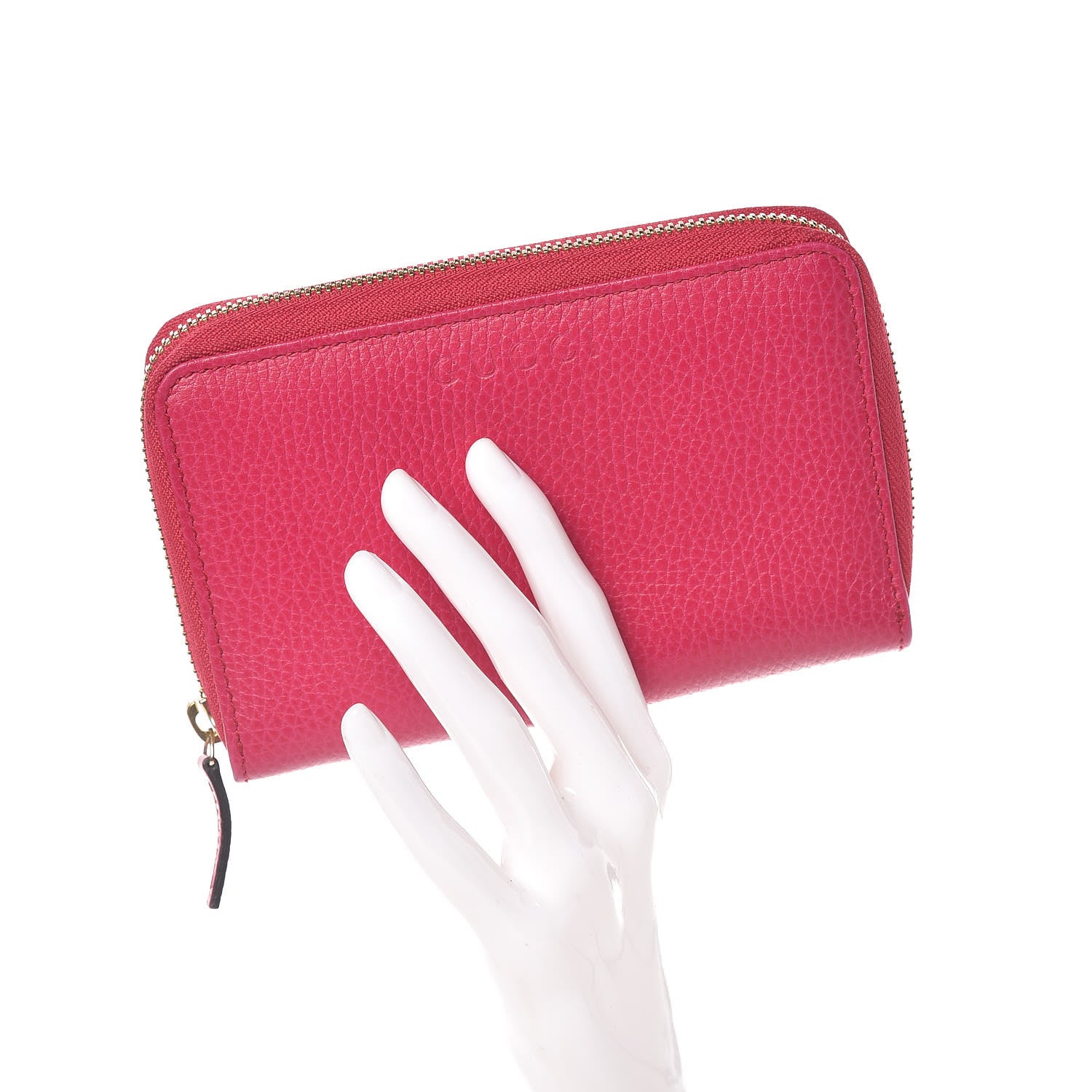 Gucci Pebbled Calfskin Zip Around Wallet Pink 2 of 7