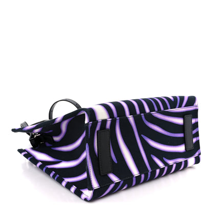 Versace Canvas Calfskin Zebra La Medusa Small Tote Bag Purple Black 4 of 10