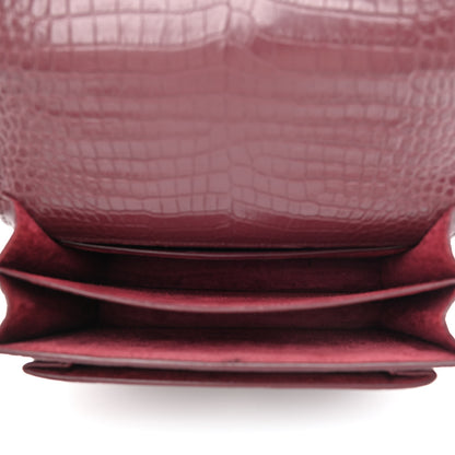 Saint Laurent Calfskin Crocodile Embossed Medium Monogram Sunset Rouge Legion 5 of 10