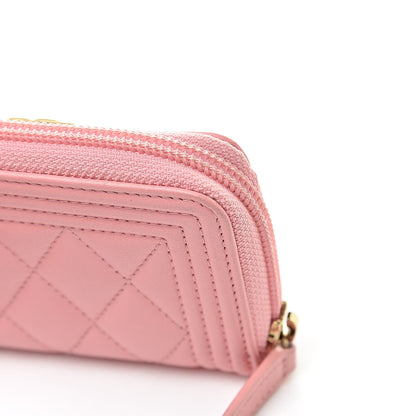 Chanel Lambskin Quilted Boy Zip Around Coin Purse Wallet Pink 9 of 10
