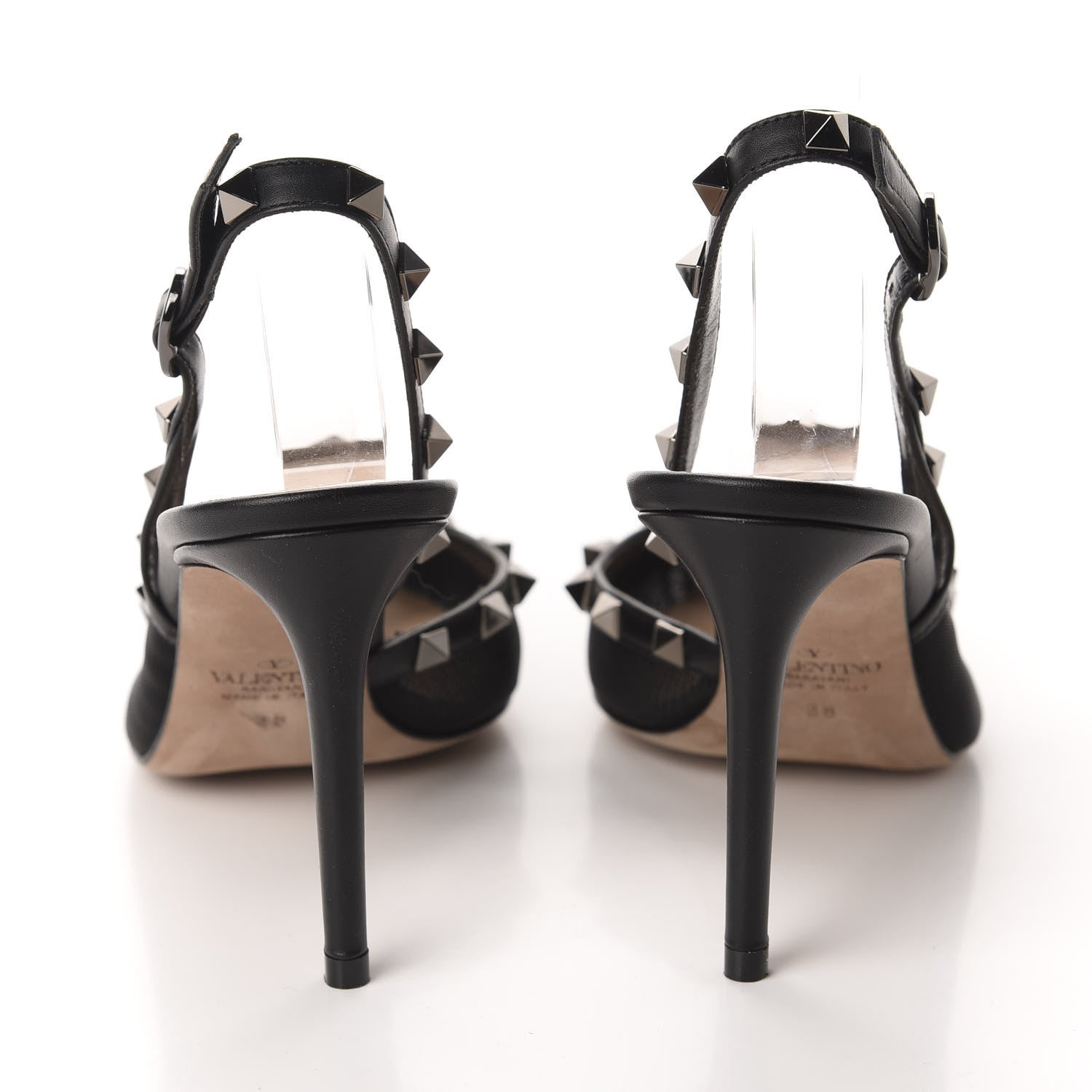 Valentino Garavani Mesh Rockstud Half D'Orsay Slingback 85mm Pumps 38 Black 5 of 9