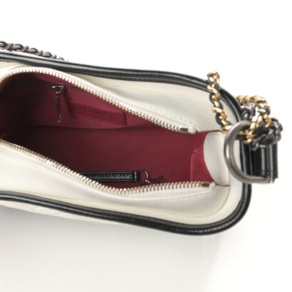 Chanel Aged Calfskin Quilted Small Gabrielle Hobo Black White 5 of 10