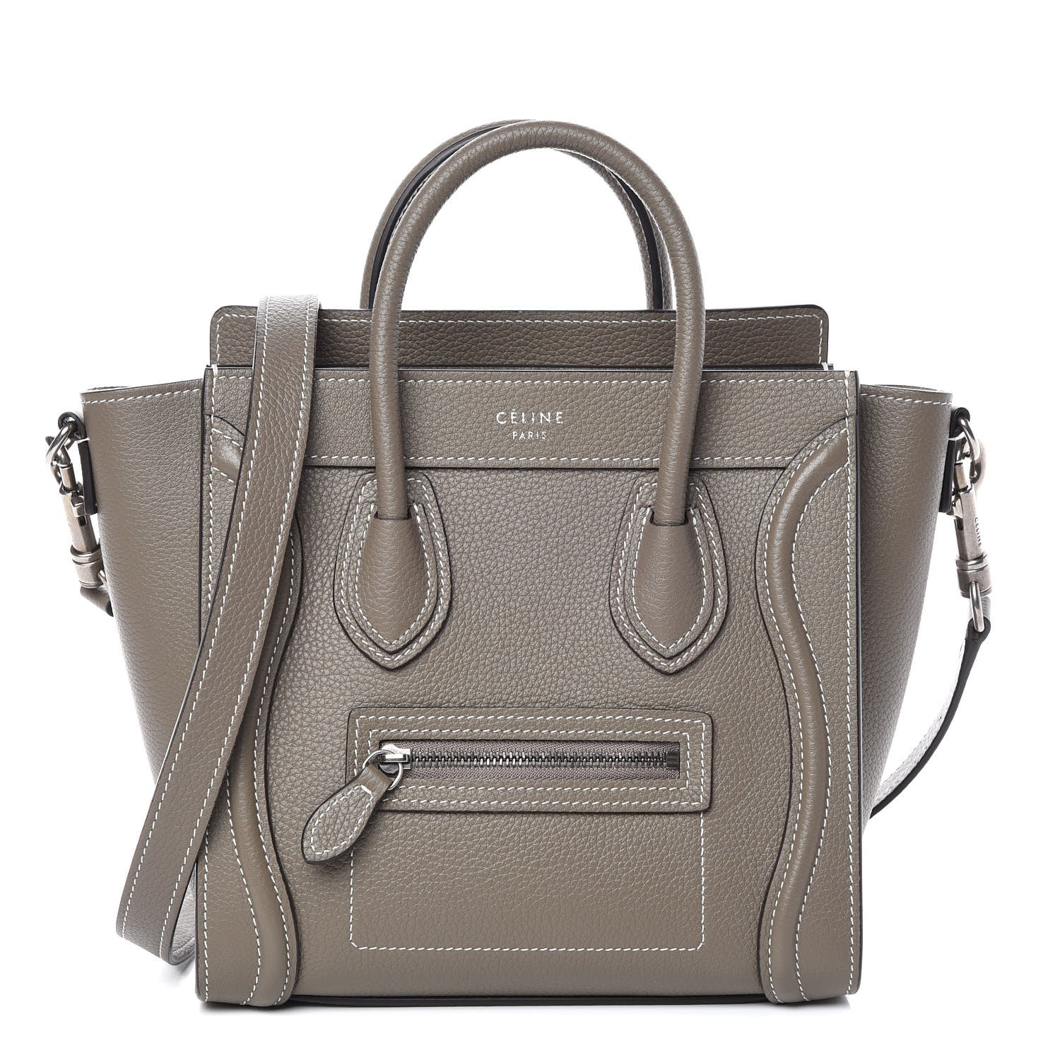 Celine Drummed Calfskin Nano Luggage Souris 1 of 11