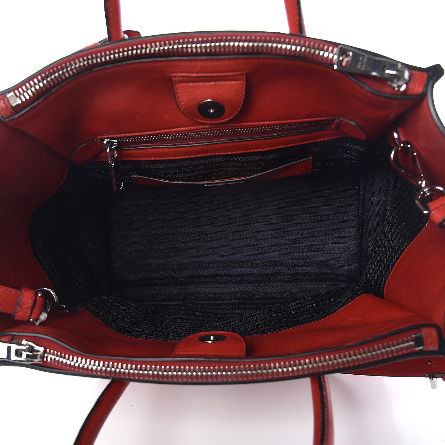 Prada Glace Calf Twin Pocket Tote Fuoco 7 of 11
