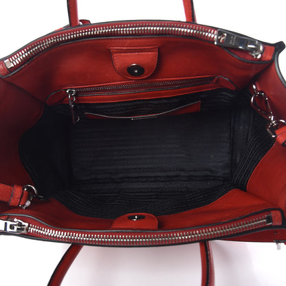 Prada Glace Calf Twin Pocket Tote Fuoco 7 of 11