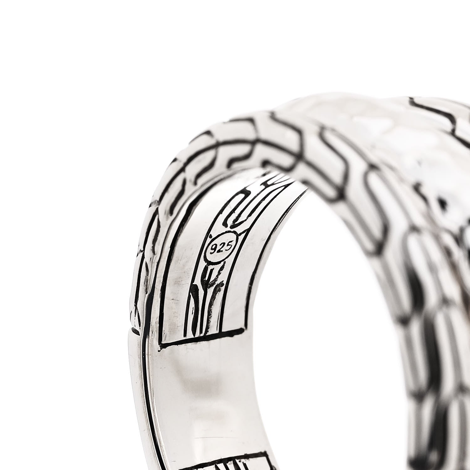 John Hardy Sterling Silver Classic Chain Hammered 3-Row Ring 54 7 5 of 6